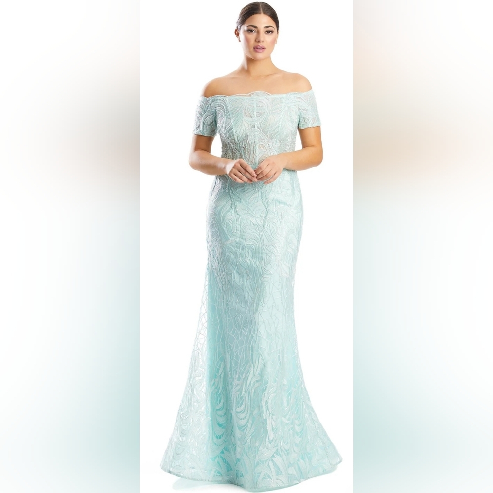 Alexander By Daymor NEW Mist Green Beaded Maxi Gown Dress Size 6 #1765